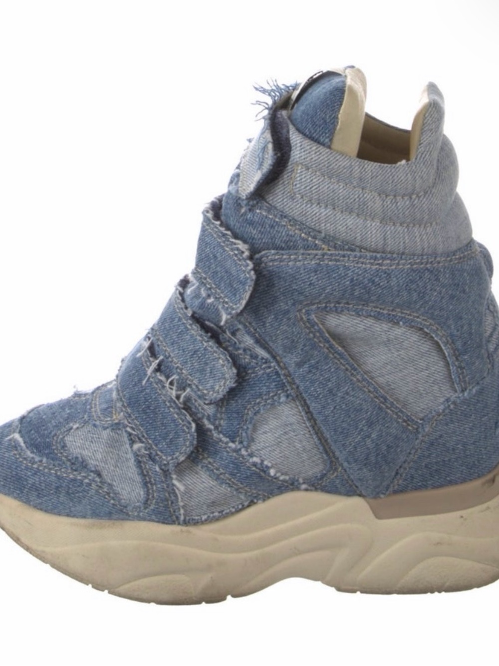 Isabel marant wedge Denim High-Top Sneakera with Velcro Straps - Blue size 38